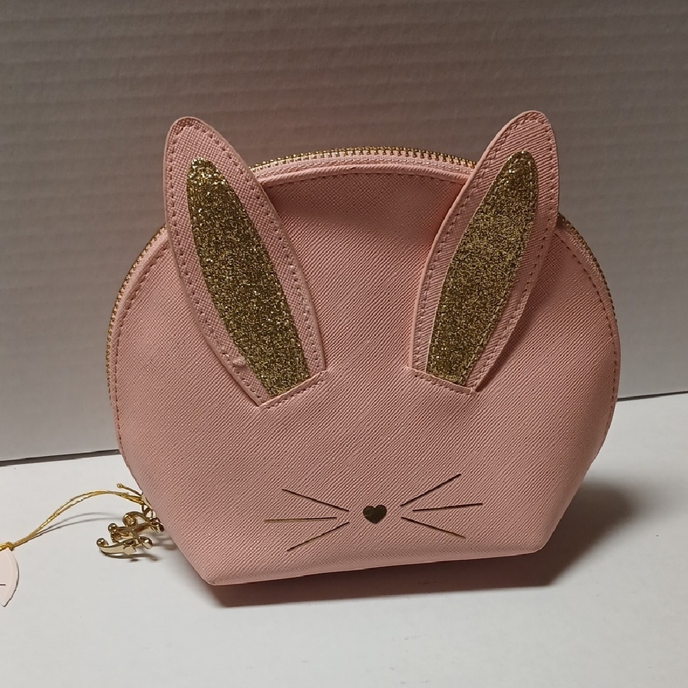 Too Faced Be Cool Not Cruel Cute Pink Bunny Ear Cosmetic Pouch NWT